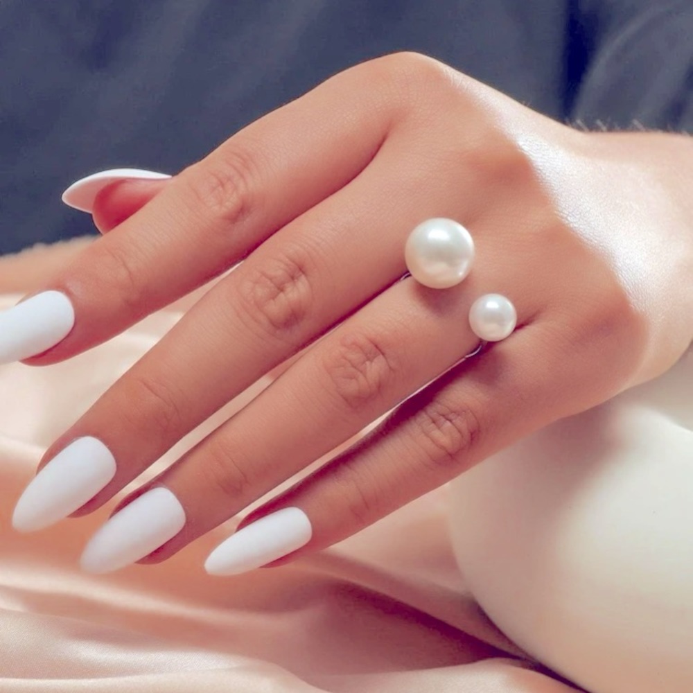 Stainless Steel Adjustable Classic unique chic Peal Ring